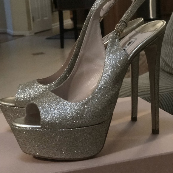 Miu Miu peeptoe glitter heel - Picture 2 of 6